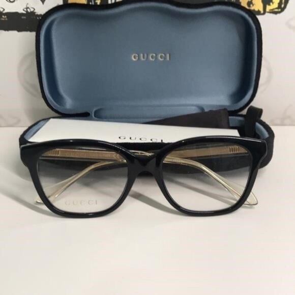✨ Luxury New Authentic Gucci GG0566O 001 Black Square Eyeglasses ✨ - Picture 5 of 13